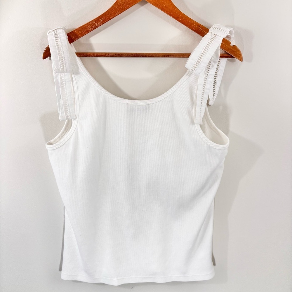 NWT Loft white tank with bow detail on shoulder - Picture 3 of 3